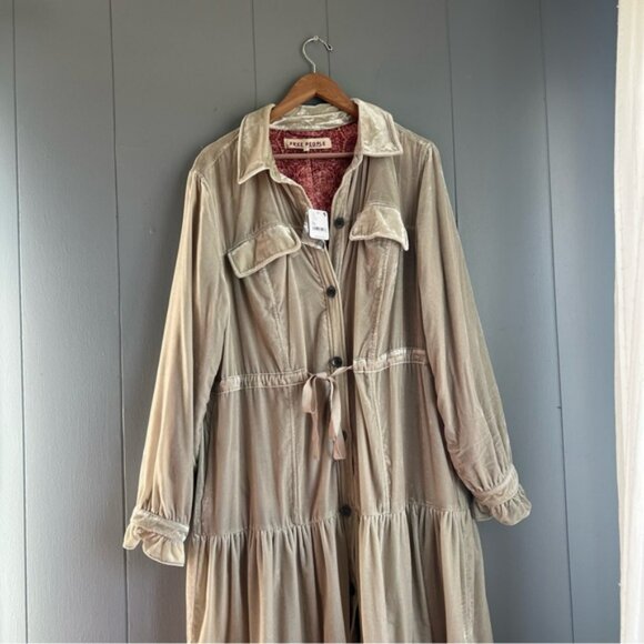 🎉NWT Free People velvet Bella Donna Duster jacket cream XL ivory missing ties - Picture 6 of 13
